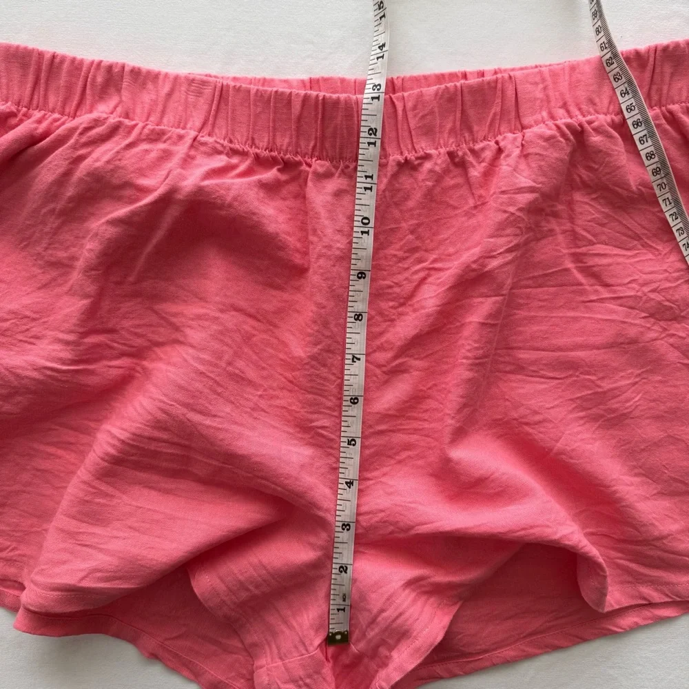 Show Me Your Mumu Hendrix Shorts XL Coral Pink Linen‎ Blend High Waist EXCELLENT